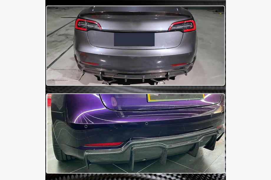 Tesla Model 3 2017- Diffusore Posteriore Paraurti Carbonio V2 (2016-2022) Foto 5