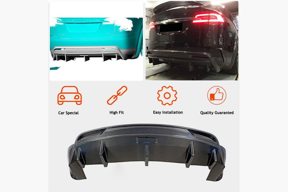 Tesla Model X 2015- Diffusore Posteriore Paraurti Carbonio V1 (2016-2020) Foto 2
