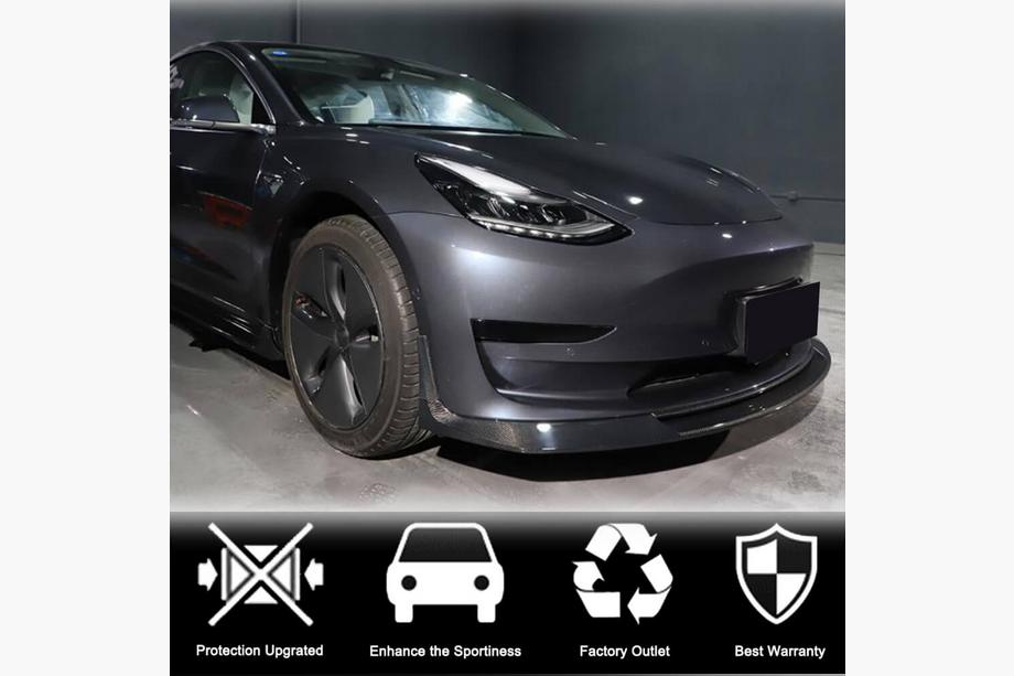 Tesla Model 3 2017- Labbro Paraurti Anteriore Lip V2 (2017-2023, Carbonio) Foto 3