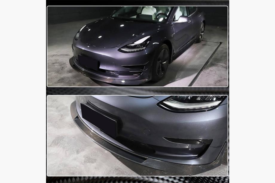 Tesla Model 3 2017- Labbro Paraurti Anteriore Lip V2 (2017-2023, Carbonio) Foto 5