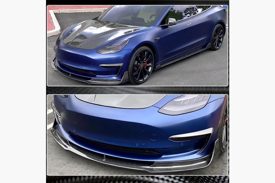 Tesla Model 3 2017- Labbro Paraurti Anteriore Lip V3 (2017-2023, Carbonio) Foto 3