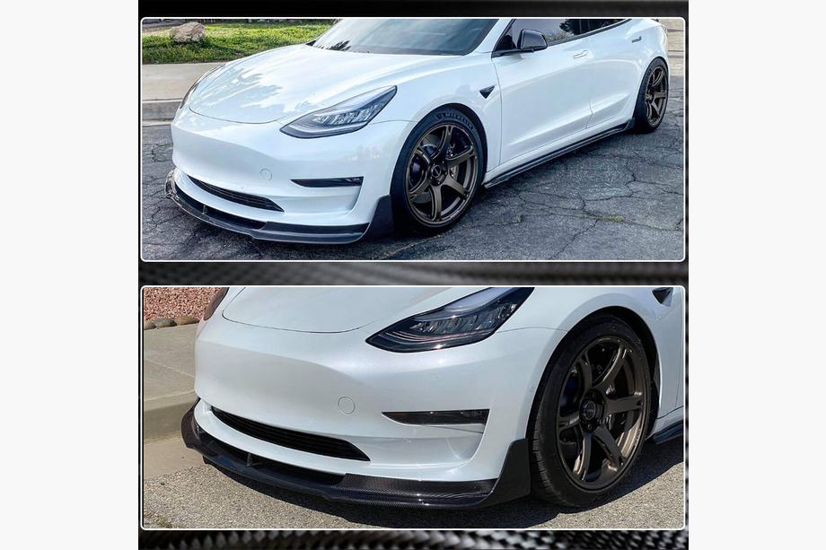 Tesla Model 3 2017- Labbro Paraurti Anteriore Lip V3 (2017-2023, Carbonio) Foto 4