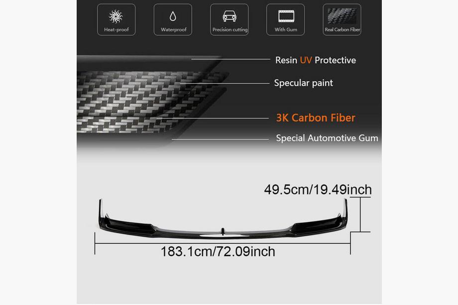 Tesla Model 3 2017- Labbro Paraurti Anteriore Lip V3 (2017-2023, Carbonio) Foto 5