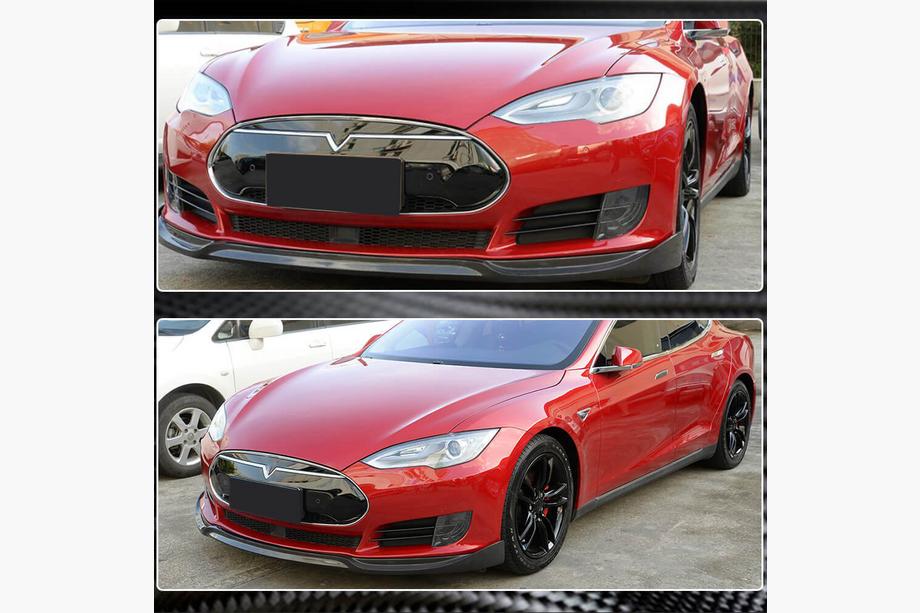 Tesla Model S 2012– Labbro Anteriore Lip V1 per Paraurti Anteriore (2012-2016, Carbonio) Foto 2