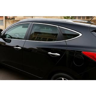 Set cornici cromate per finestrini (10 pz, acciaio inox) Hyundai IX-35 2010-2015 foto 1