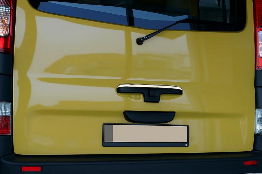 Renault Trafic 2001–2015 Modanatura cromata per maniglia posteriore (superiore, acciaio inox) Foto 1