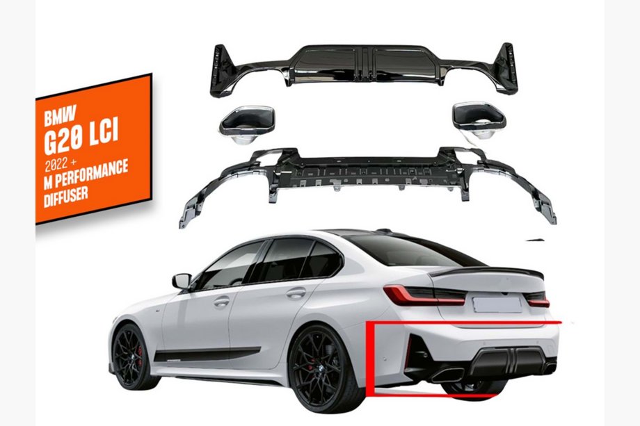BMW 3 Series G20/G21 2018- Diffusore posteriore con terminali DPT (2022+, M-Performance) Foto 1