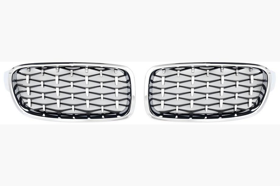 BMW 3 Series F30/F31 2012-2019 Calandra a Doppio Reni Diamond Silver (Cornice Cromo) Foto 2