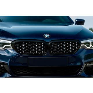 Griglie Diamond Silver V1 (2017-2020, cornice nera) BMW Serie 5 G30/G31 2017–2023 foto 1
