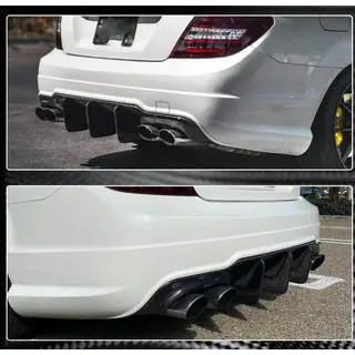 Spoiler con diffusore paraurti posteriore per C63 AMG 2012-2014 Carbonio foto 3