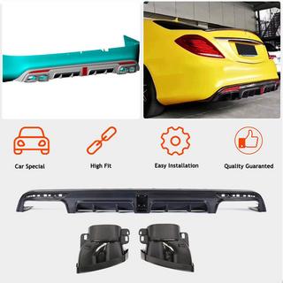 Diffusore posteriore con terminali di scarico (per S63 AMG 2014-2017, Carbonio) foto 2