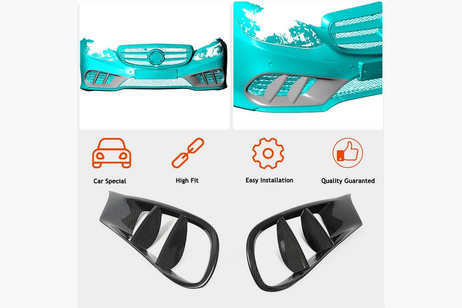 Mercedes E-class W212 2009-2016 Inserti paraurti anteriore (per AMG-Line 2013-2016, Carbonio) Foto 2