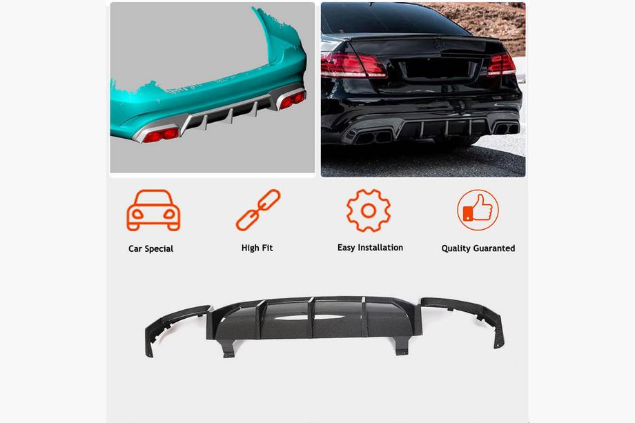 Mercedes E-class W212 2009-2016 Diffusore Posteriore Paraurti V2 per E63 AMG 2013-2016 Carbonio Foto 2