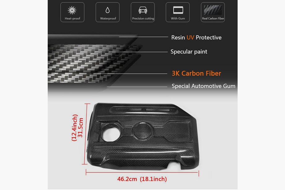 Volkswagen Golf 6 2008-2014 Copertura motore (per GTI HB 2010-2013, Carbonio) Foto 5