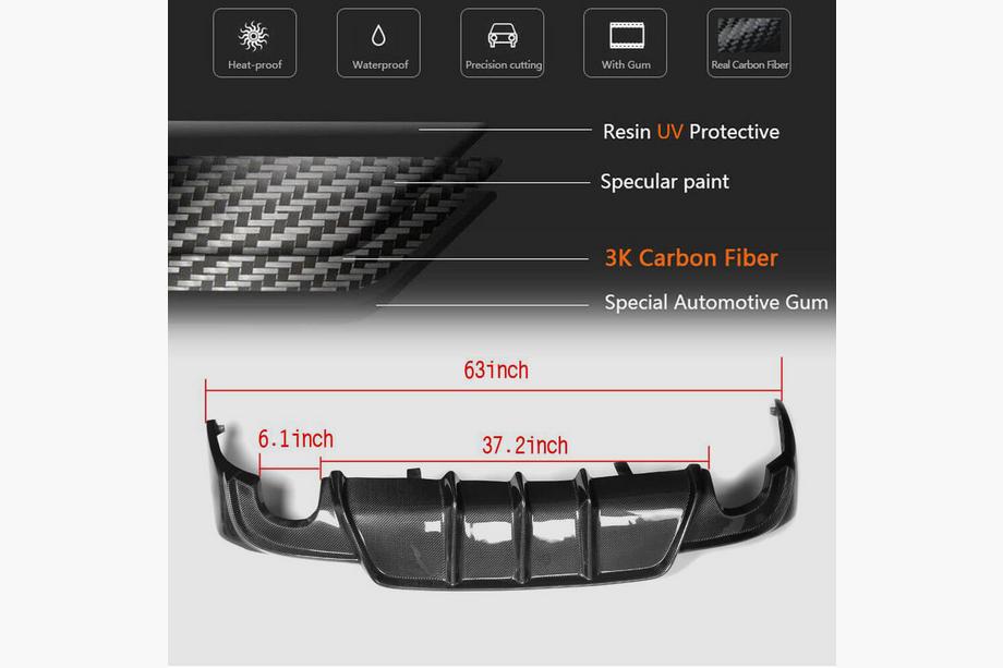 Lexus IS 2013- Diffusore Posteriore paraurti V1 per Base/F-Sport 2013-2016, Carbonio Foto 5