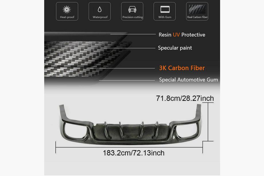 Porsche Panamera 2009-2016 Diffusore Paraurti Posteriore (2009-2013, Carbonio) Foto 5