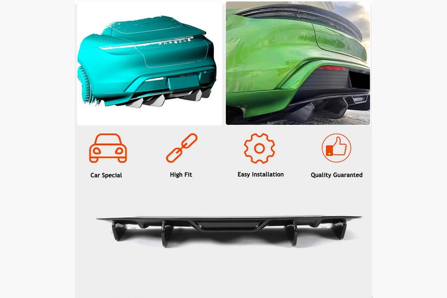 Porsche Taycan 2019- Diffusore paraurti posteriore (2019-2024 Base SD, Carbonio) Foto 2
