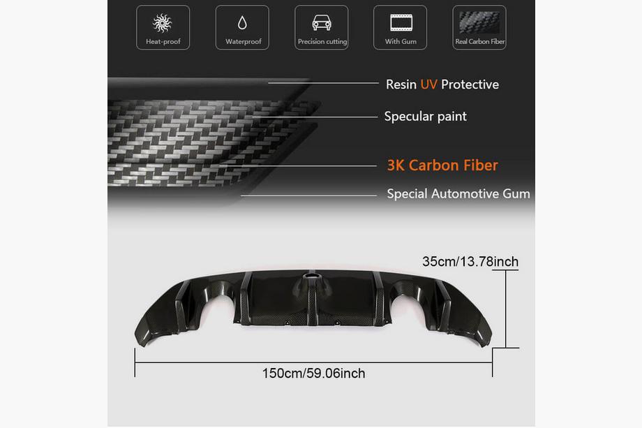Ford Focus III 2011-2017 Diffusore Paraurti Posteriore (per RS 2015-2017, Carbonio) Foto 5