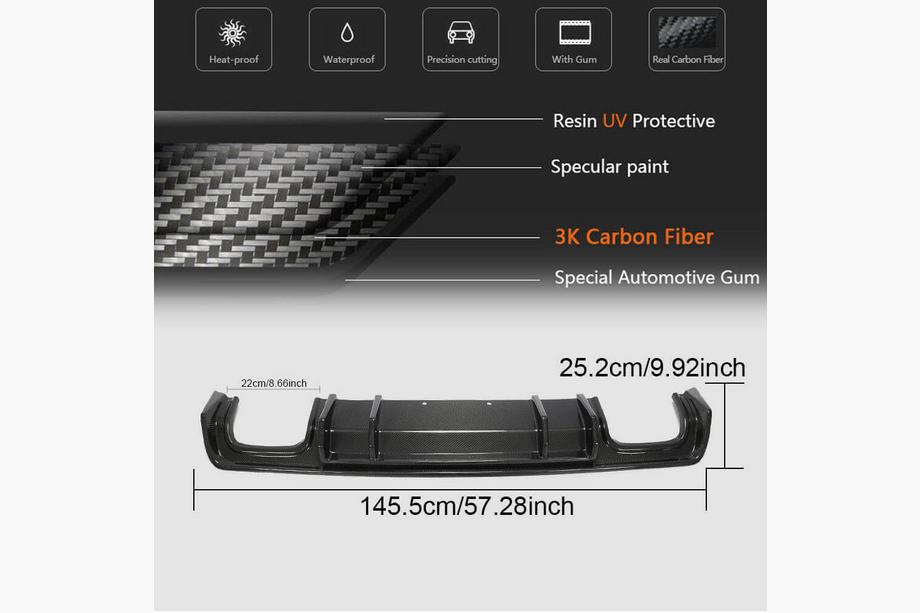 Dodge Challenger 2008-2023 Diffusore paraurti posteriore (2015-2023, Carbonio) Foto 5