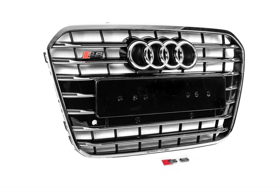 Audi A6 C7 2011–2018 Griglia anteriore nera con cornice cromata S-style (2011-2014) Foto 3