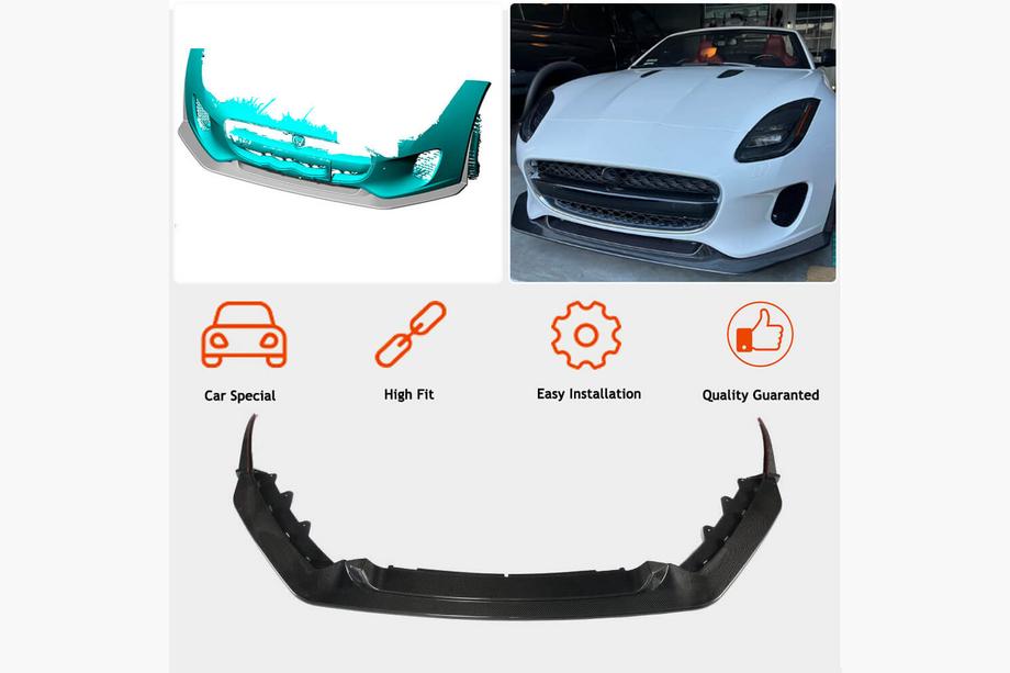 Jaguar F-Type 2013-2024 Labbro anteriore paraurti (per Base 2017-2019, Carbonio) Foto 2