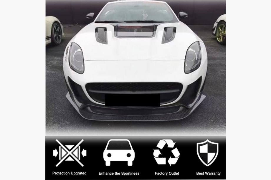 Jaguar F-Type 2013-2024 Labbro anteriore paraurti (per Base 2017-2019, Carbonio) Foto 3