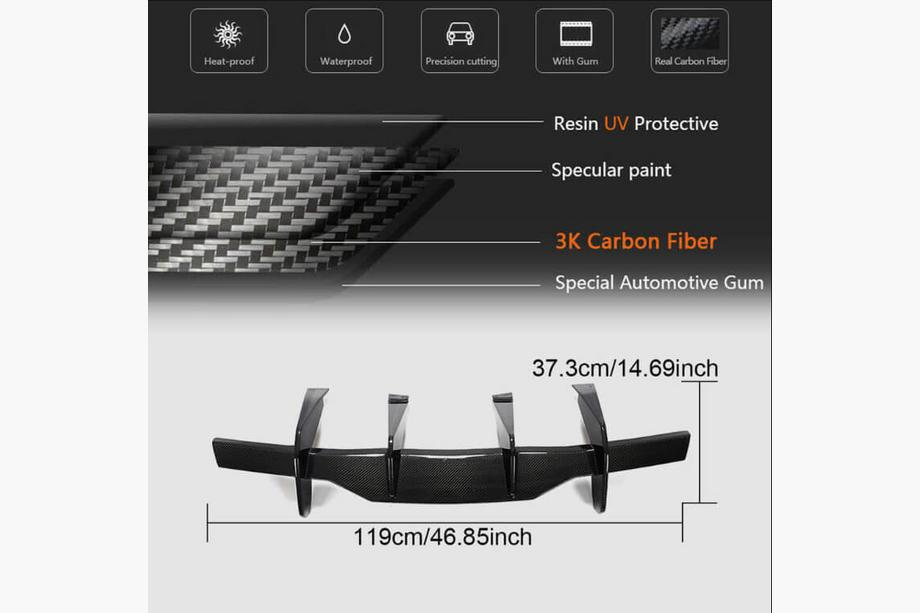 Chevrolet Corvette C8 2019- Diffusore Posteriore V1 (2019-2022, Carbonio) Foto 3