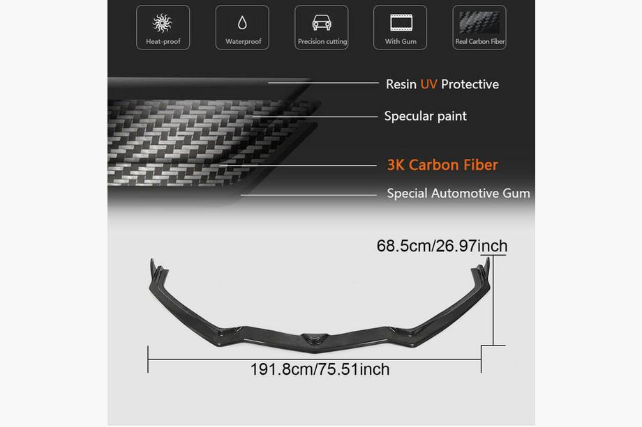 Chevrolet Corvette C8 2019- Labbro Anteriore Paraurti (Carbonio) Foto 6