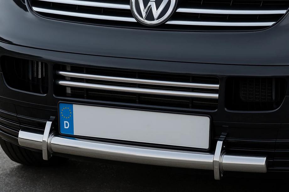 Volkswagen T5 Transporter 2003-2010 Cover griglia paraurti (2 pz, acciaio inox) Carmos - Acciaio Inox Turco Image