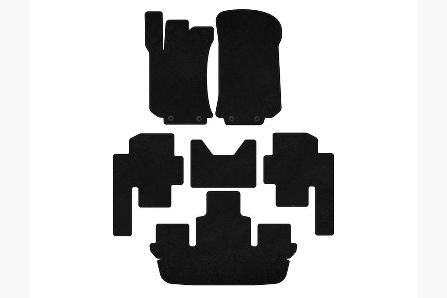 Mercedes R-class W251 2005-2017 Tappetini in tessuto Premium (3 file, Nero) Foto 1