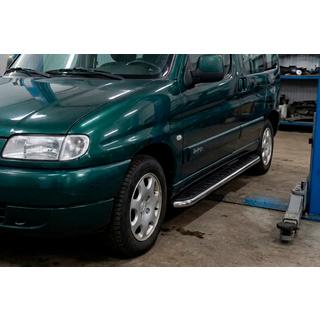 Pedane Laterali Maydos V1 (2 pz, Alluminio e Acciaio Inox) Peugeot Partner 1996-2008 foto 1