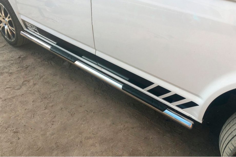 Volkswagen T5 Transporter 2003-2010 Barre Laterali (2 pz, Acciaio Inox) 70mm, Passo Lungo Foto 8