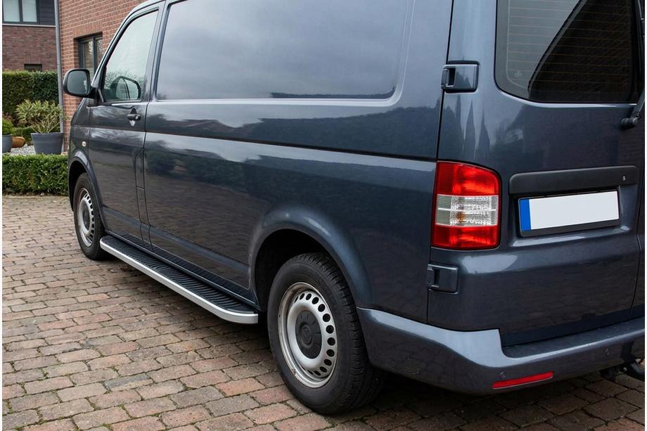 Volkswagen T5 Transporter 2003-2010 Pedane Laterali Tayga Grey (2 pz, Alluminio) Solo per passo corto Foto 1