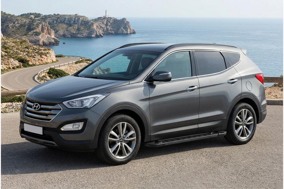 Hyundai Santa Fe 3 2012-2018 Pedane Laterali RedLine Black (2 pz, Alluminio) Image