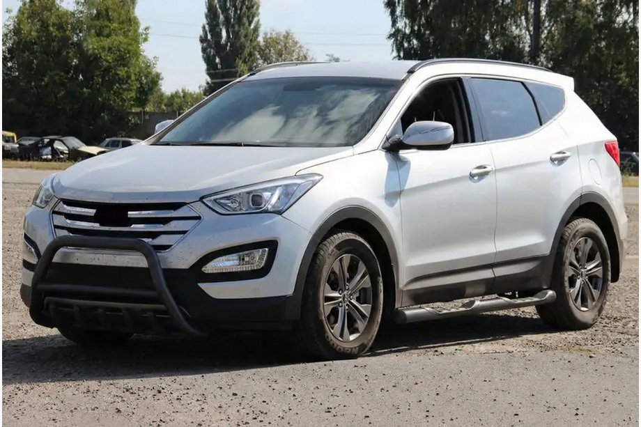 Hyundai Santa Fe 3 2012-2018 Parabullbar Anteriore WT003 Nero (Acciaio Inox) Image