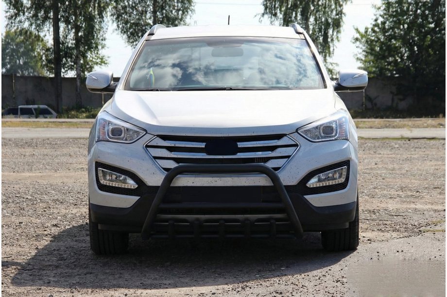 Hyundai Santa Fe 3 2012-2018 Parabullbar Anteriore WT003 Nero (Acciaio Inox) Foto 3