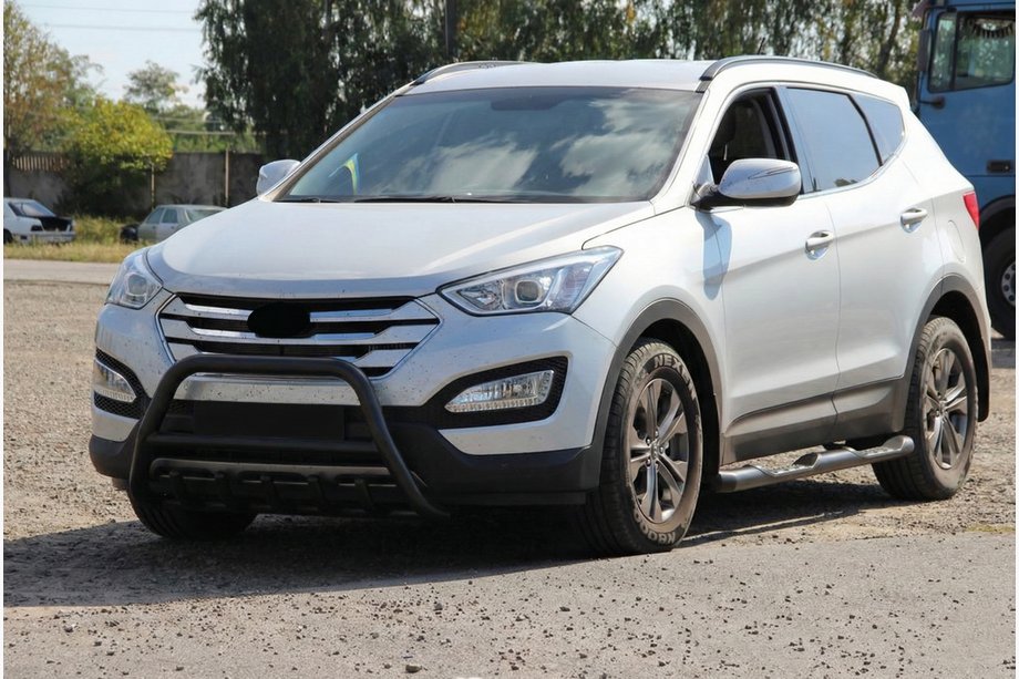 Hyundai Santa Fe 3 2012-2018 Parabullbar Anteriore WT003 Nero (Acciaio Inox) Foto 5