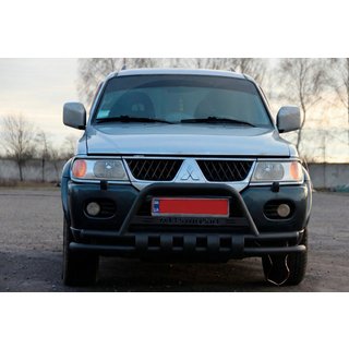 Protezione Anteriore ST015WT Nera (Acciaio Inox) Mitsubishi Pajero Sport 1996-2007 foto 2