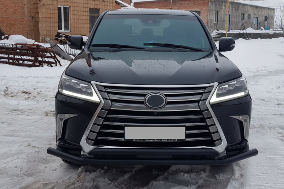 Lexus LX570/450d 2008-2022 Protezione Anteriore ST014 Black (2015+, Acciaio Inox) Foto 2