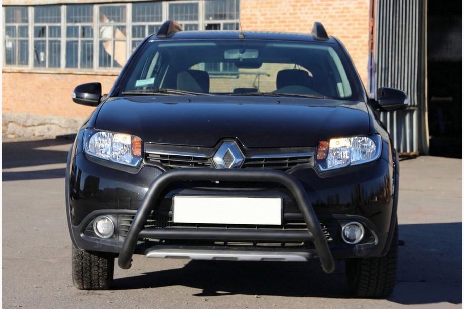 Renault Sandero 2013-2022 Parabullbar Anteriore WT006 Nero (Acciaio Inox) Foto 2