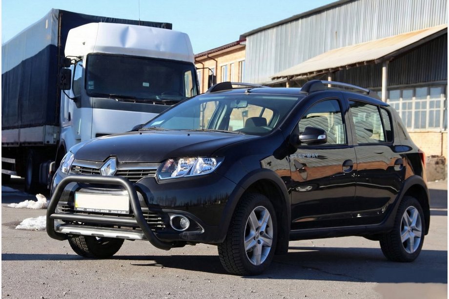 Renault Sandero 2013-2022 Parabullbar Anteriore WT006 Nero (Acciaio Inox) Foto 3