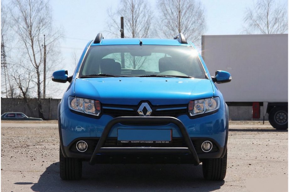 Renault Sandero 2013-2022 Parabullbar Anteriore WT006 Nero (Acciaio Inox) Foto 1