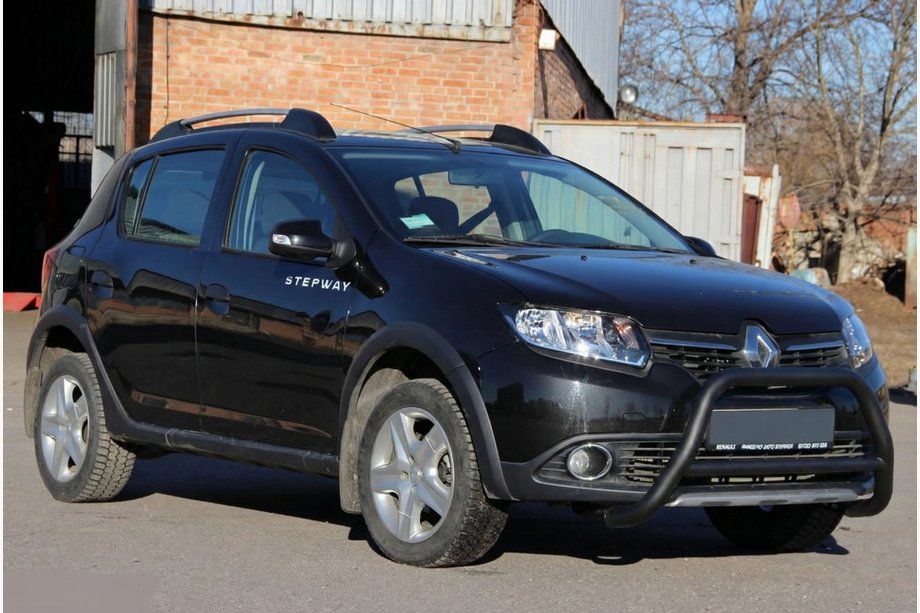 Renault Sandero 2013-2022 Parabullbar Anteriore WT006 Nero (Acciaio Inox) Foto 5
