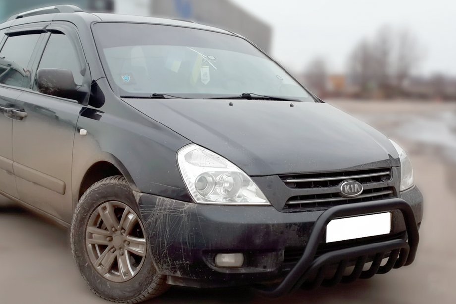 Kia Carnival 2002-2013 Parabullbar Anteriore WT002 Nero (2006-2013, Acciaio Inox) Foto 2