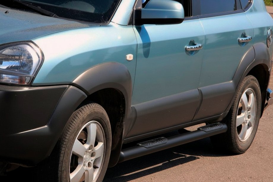 Hyundai Tucson JM 2004- Barre Laterali BB002 Nero (2 pz, Acciaio Inox) Image