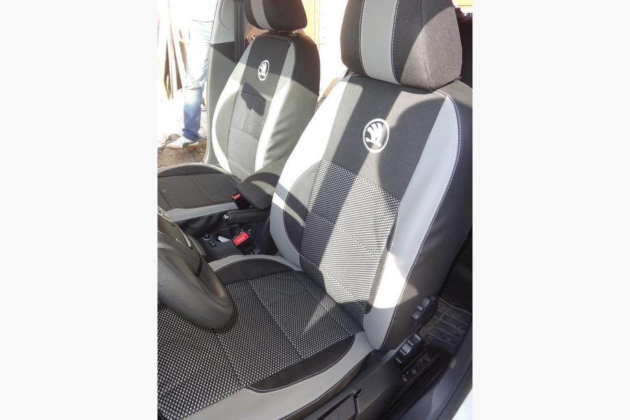 Skoda Octavia II A5 2006-2010 Coprisedi Auto (Similpelle↗Tessuto, Premium) Foto 8