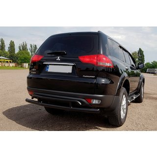 Protezione posteriore AK002-2 Nero (2 pz, acciaio inox) Mitsubishi Pajero Sport 2008-2015 foto 2