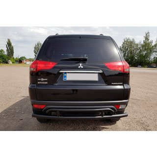 Protezione posteriore AK002-2 Nero (2 pz, acciaio inox) Mitsubishi Pajero Sport 2008-2015 foto 1
