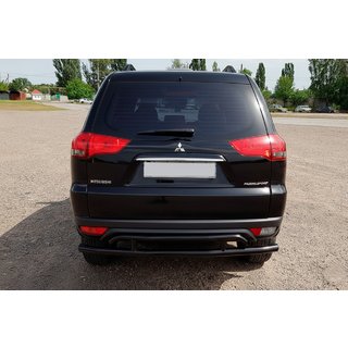 Protezione posteriore AK002-2 Nero (2 pz, acciaio inox) Mitsubishi Pajero Sport 2008-2015 foto 4