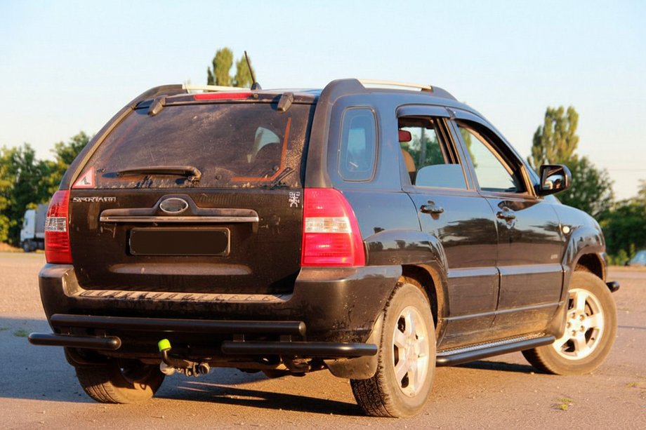 Kia Sportage 2004-2010 Barra Posteriore AK007 Nera (Acciaio Inox) Foto 2